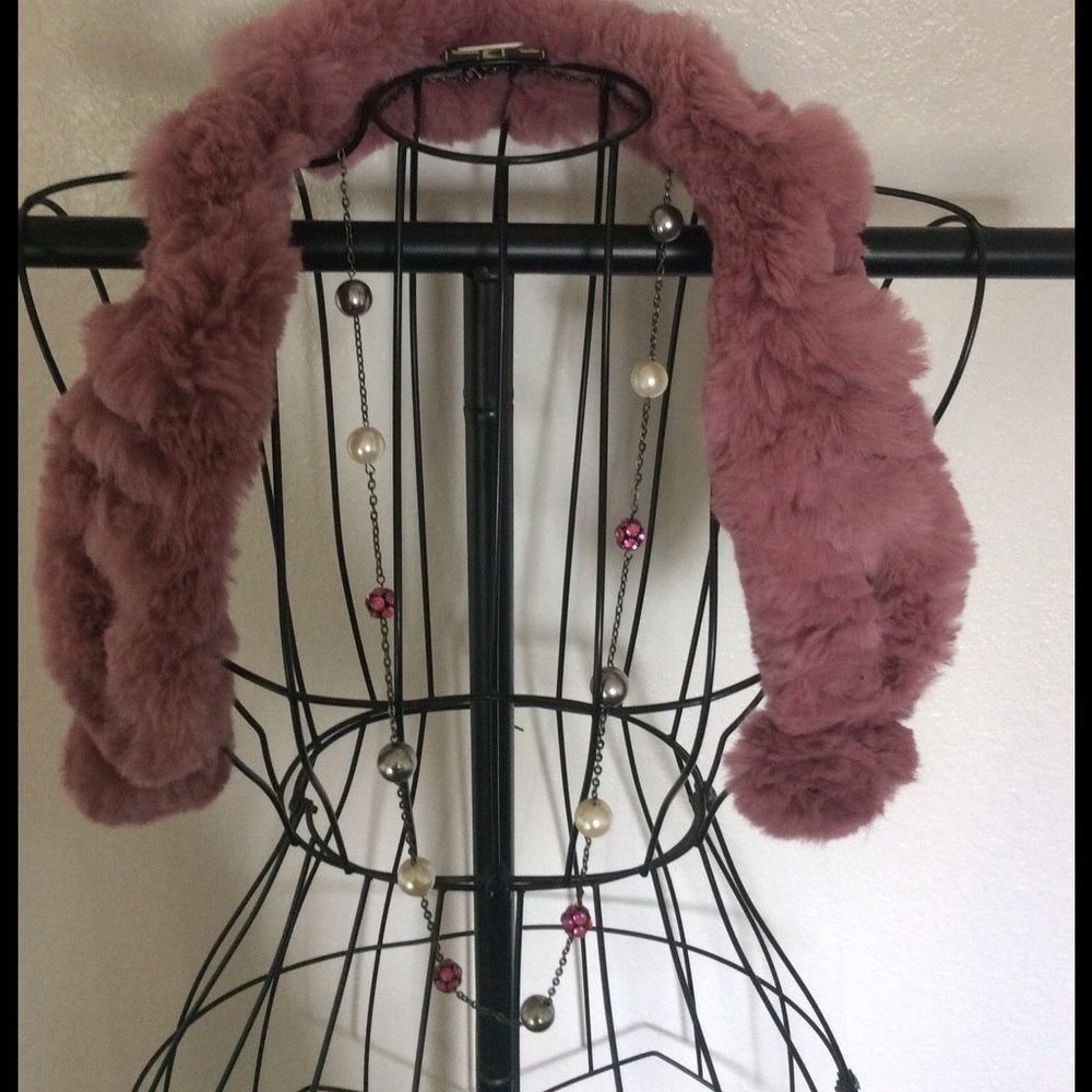 Pink Powder Rabbit Fur Scarf